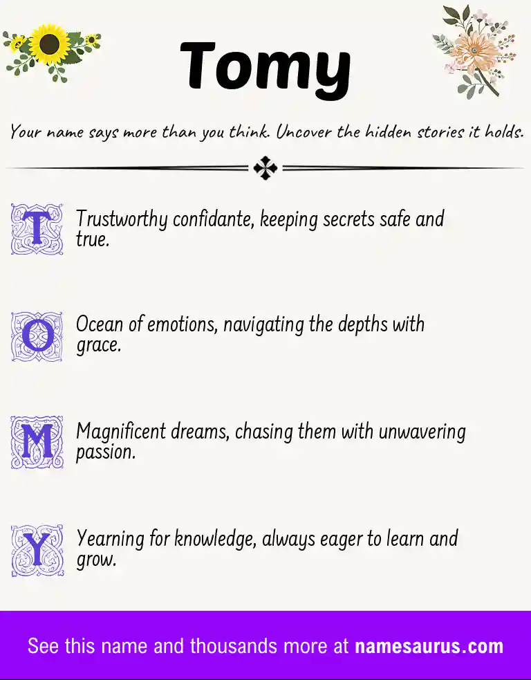Acrostic poem about Tomy.