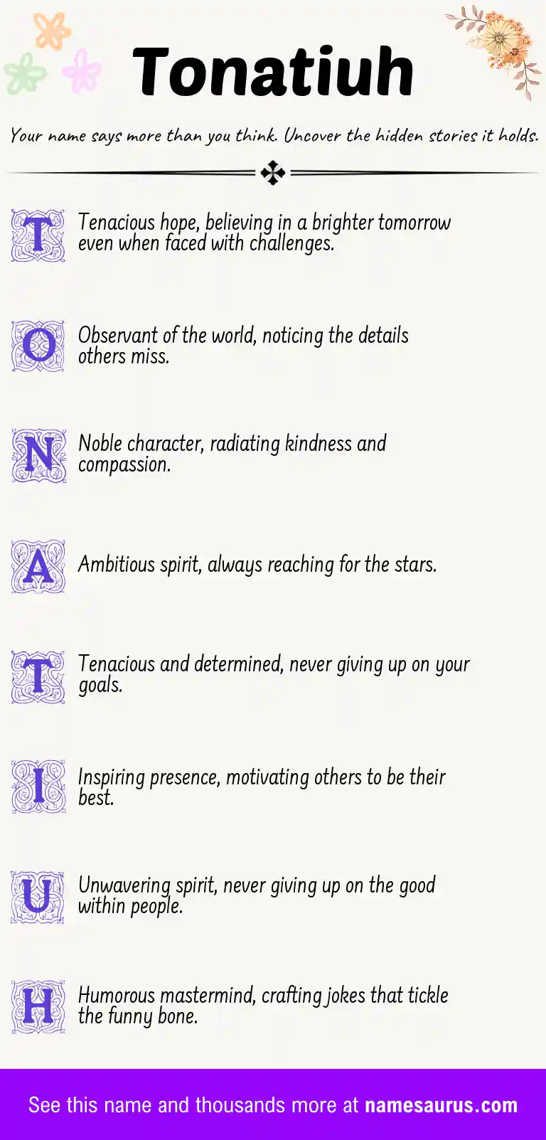 Acrostic poem about Tonatiuh.