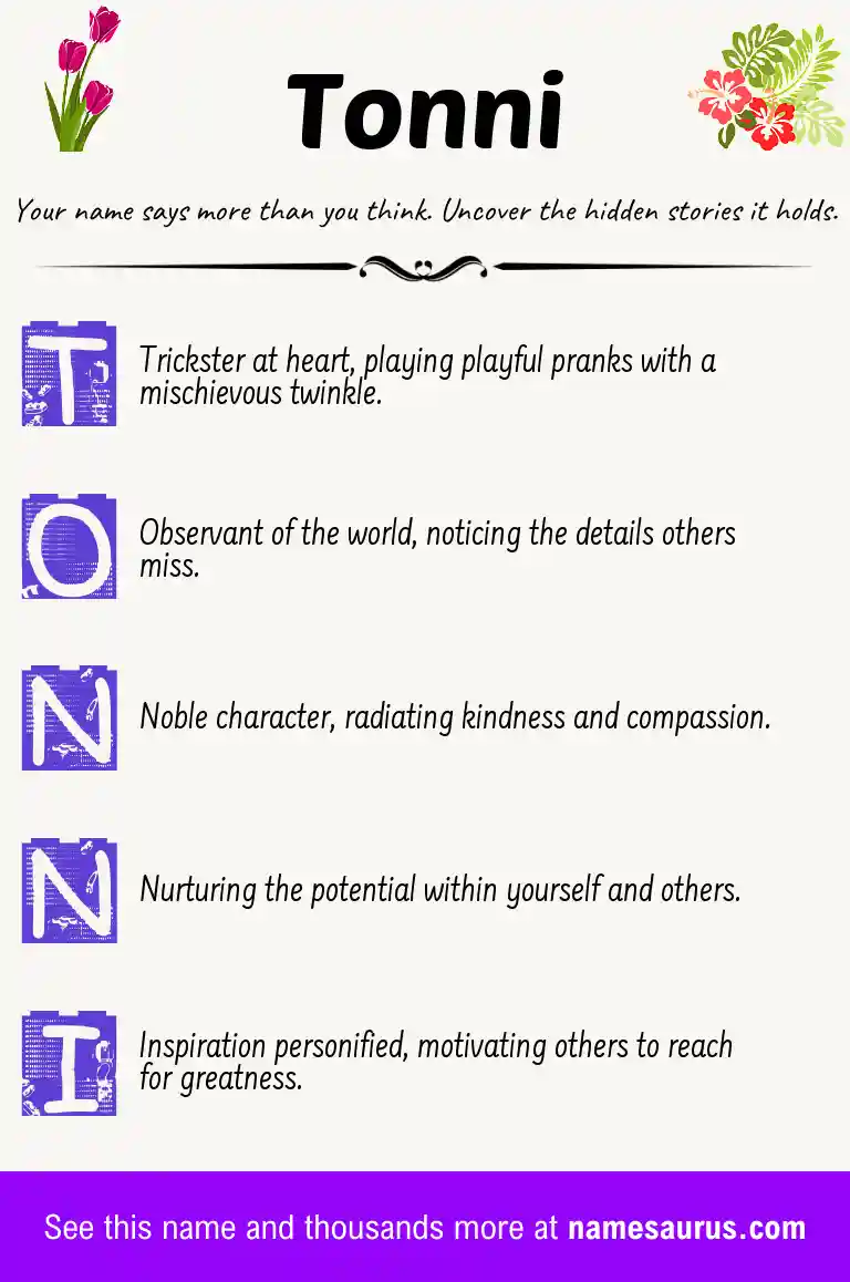 Acrostic poem about Tonni.