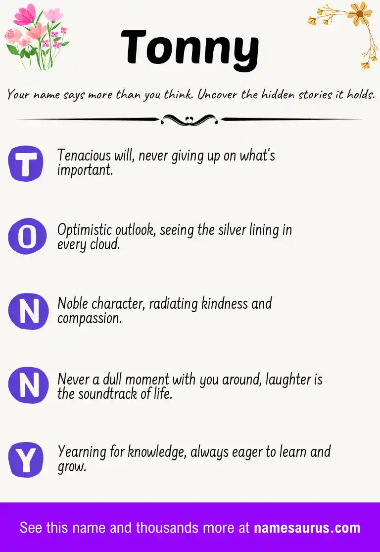 Acrostic poem about Tonny.