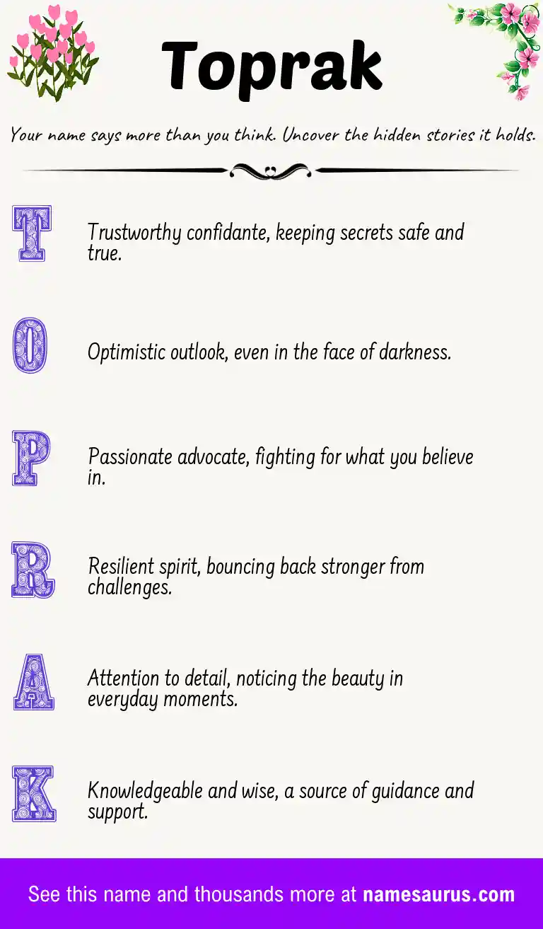 Acrostic poem about Toprak.