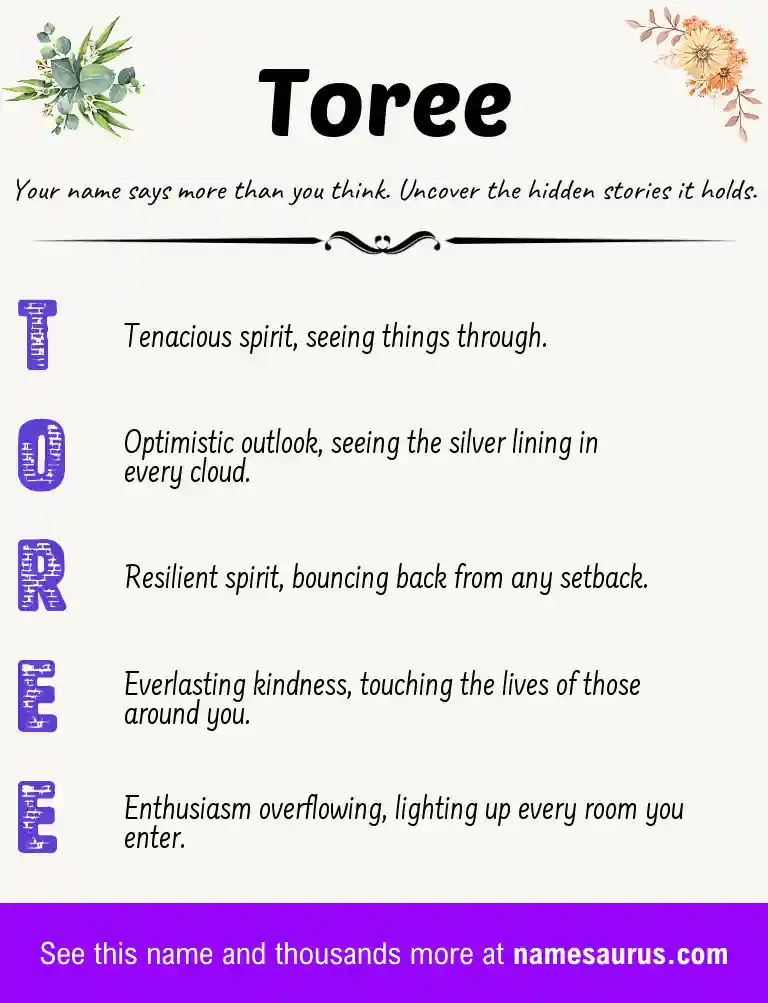 Acrostic poem about Toree.