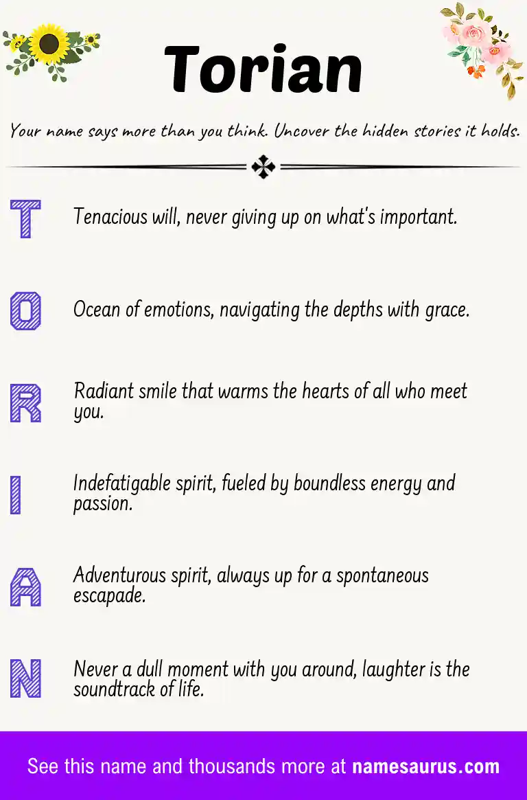 Acrostic poem about Torian.