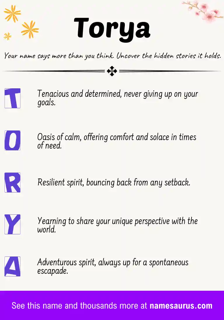 Acrostic poem about Torya.