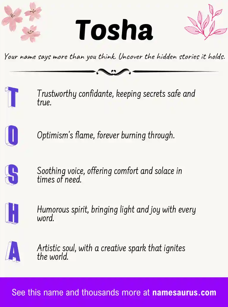 Acrostic poem about Tosha.
