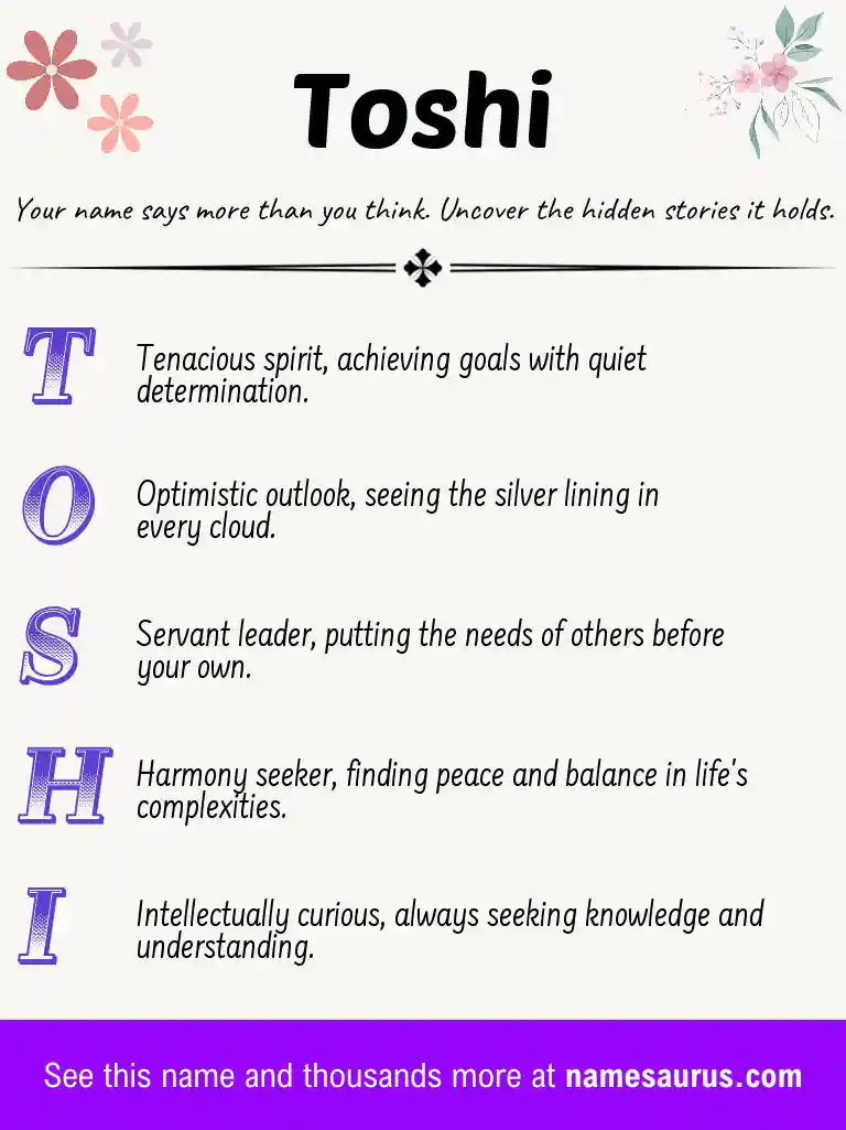 Acrostic poem about Toshi.