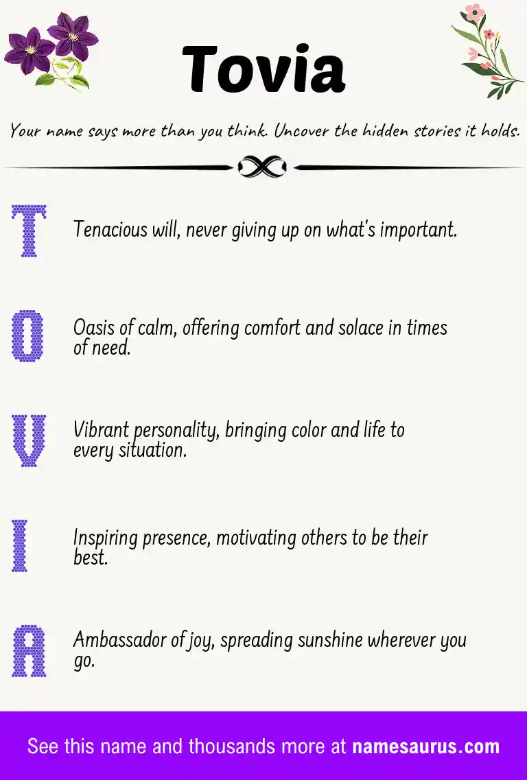 Acrostic poem about Tovia.