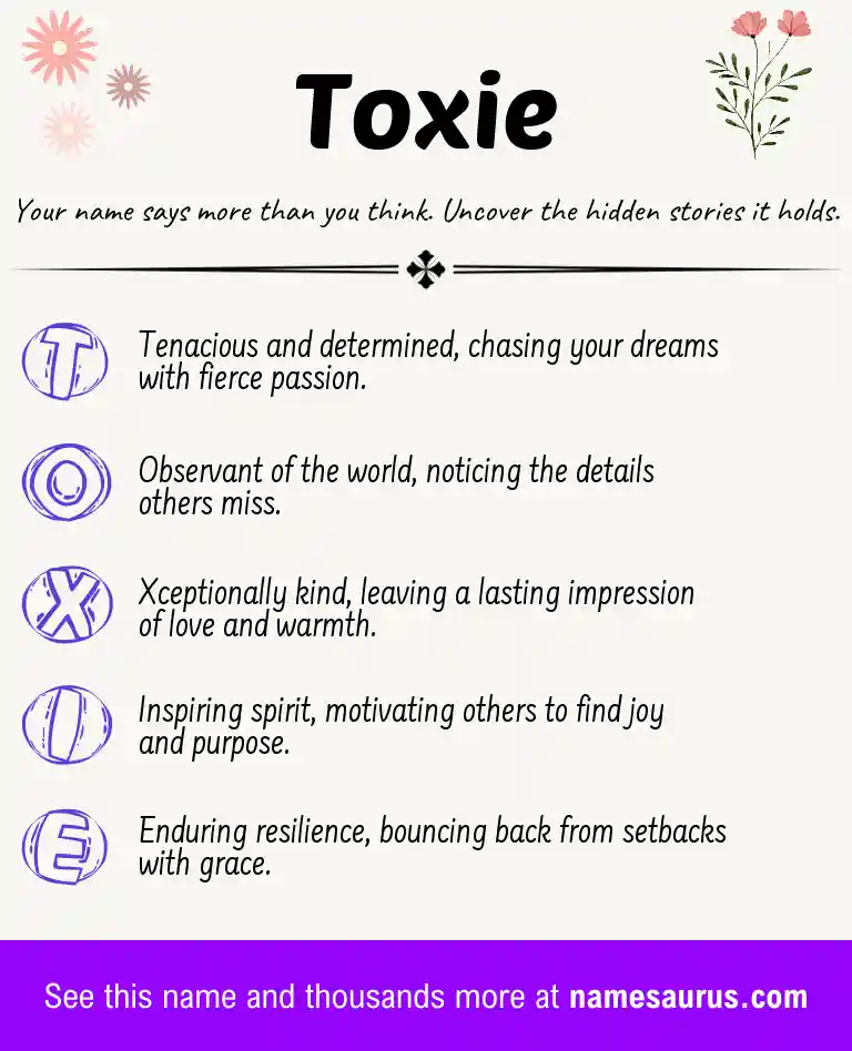 Acrostic poem about Toxie.