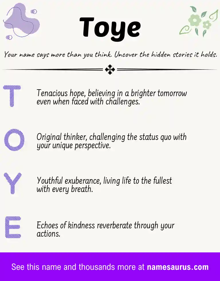 Acrostic poem about Toye.