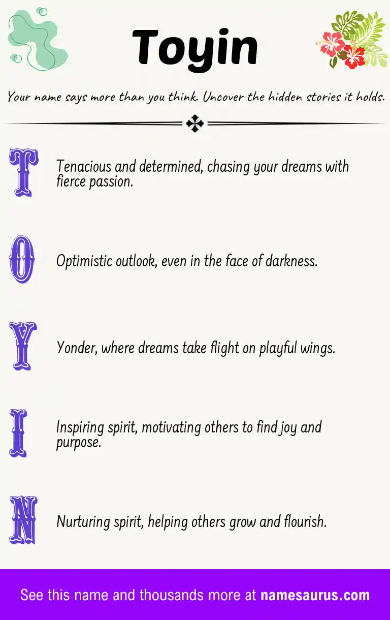 Acrostic poem about Toyin.