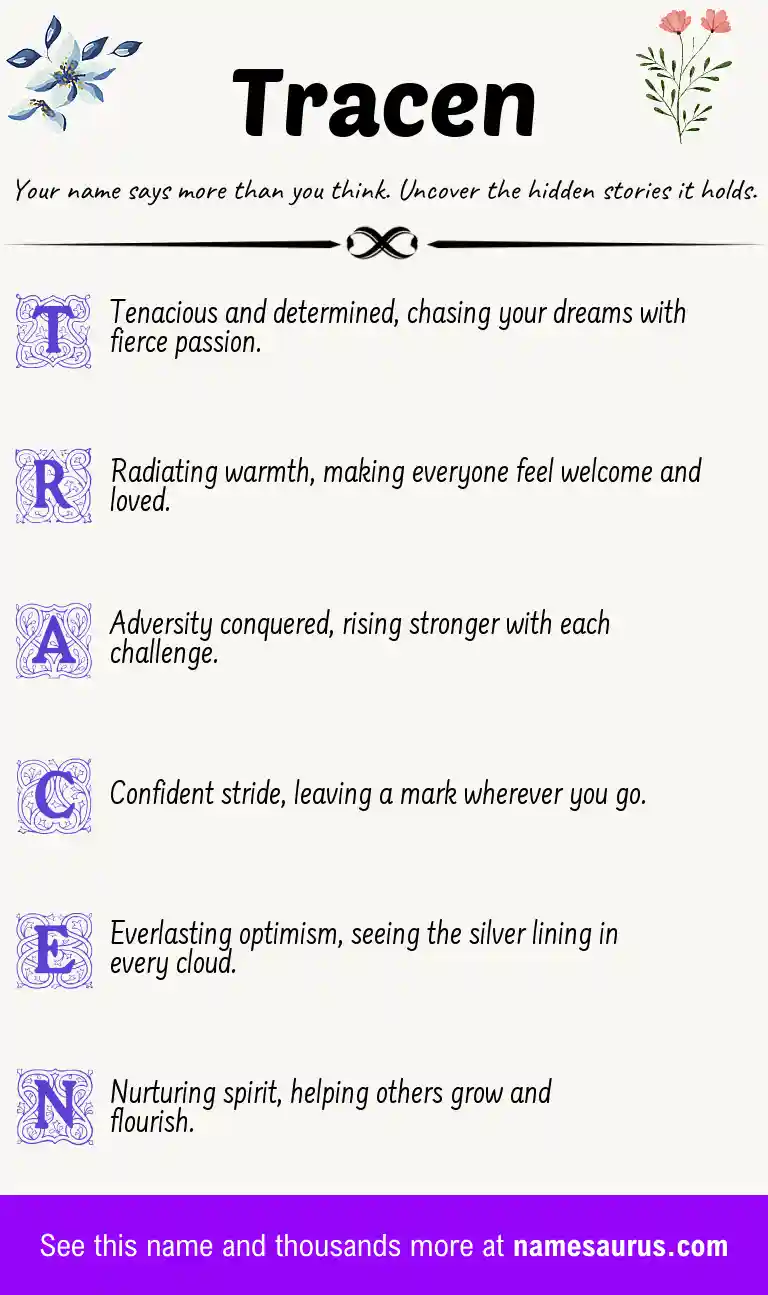 Acrostic poem about Tracen.