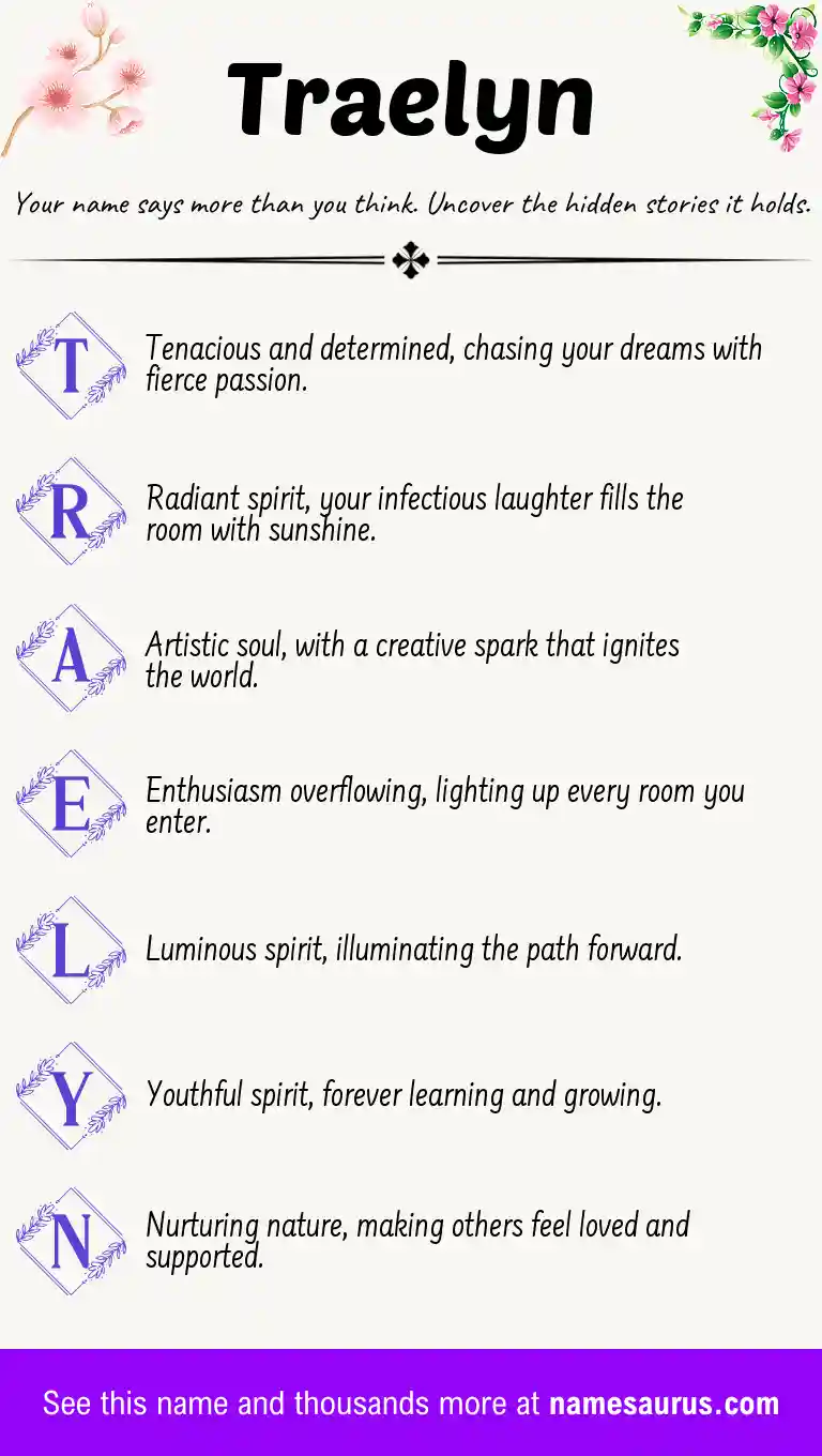Acrostic poem about Traelyn.