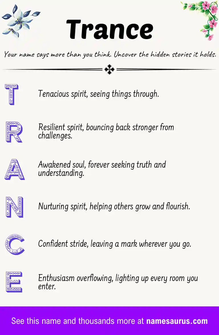 Acrostic poem about Trance.