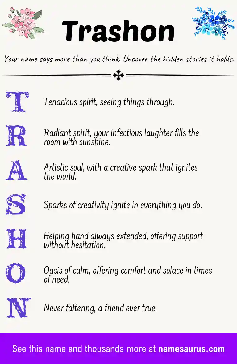 Acrostic poem about Trashon.