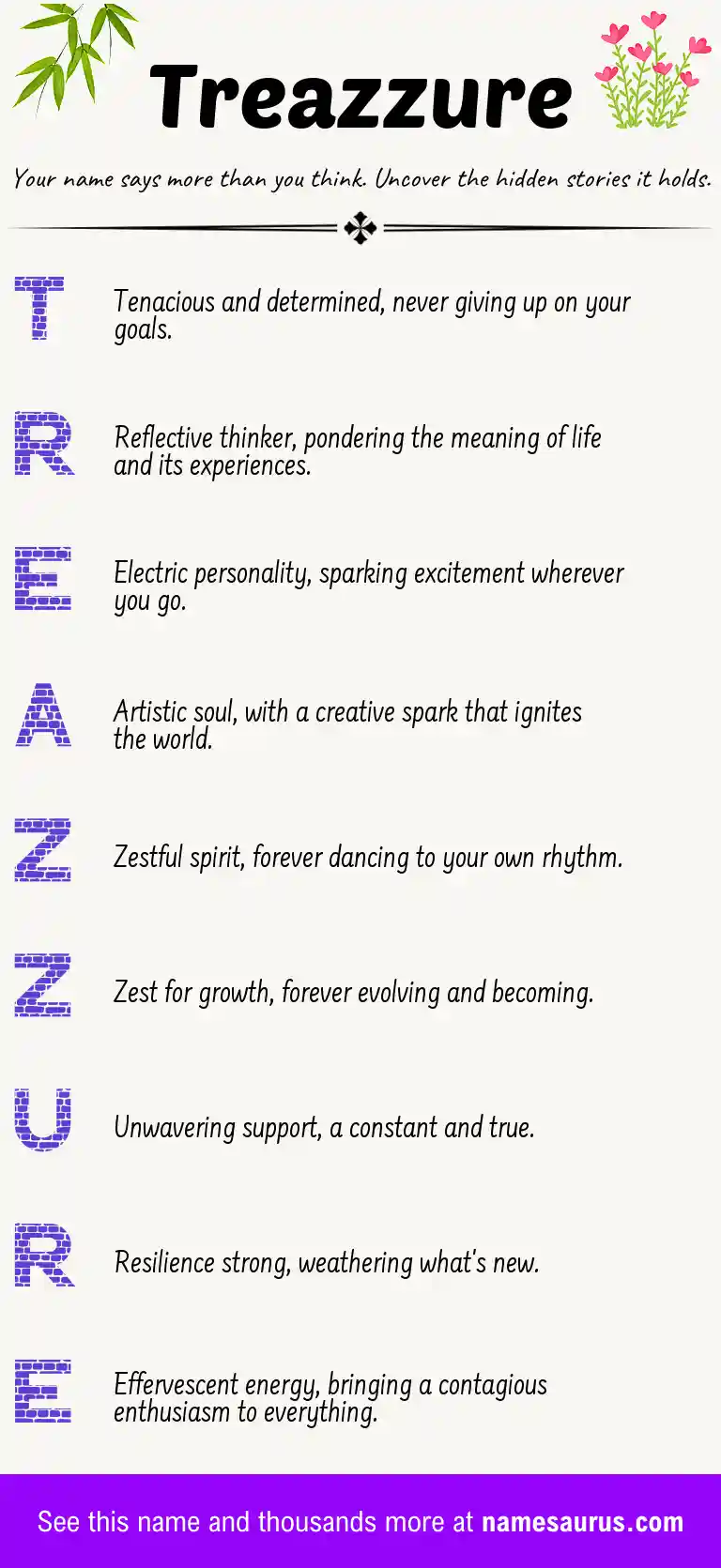 Acrostic poem about Treazzure.