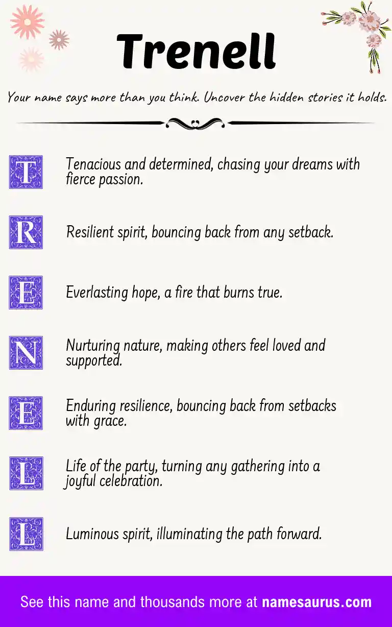 Acrostic poem about Trenell.