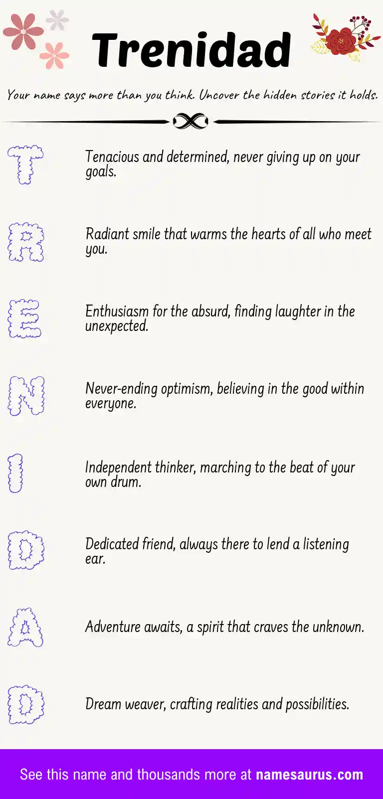 Acrostic poem about Trenidad.