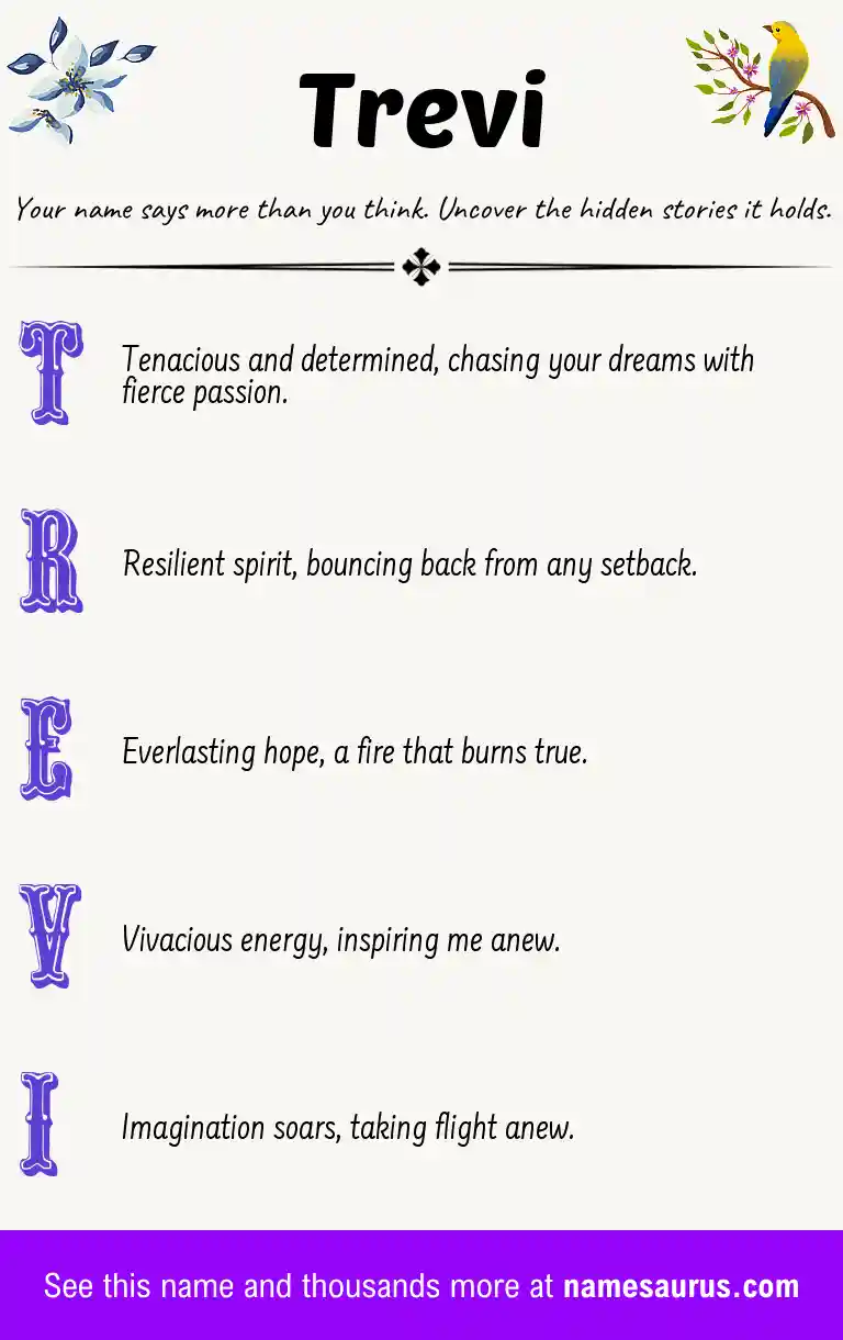 Acrostic poem about Trevi.