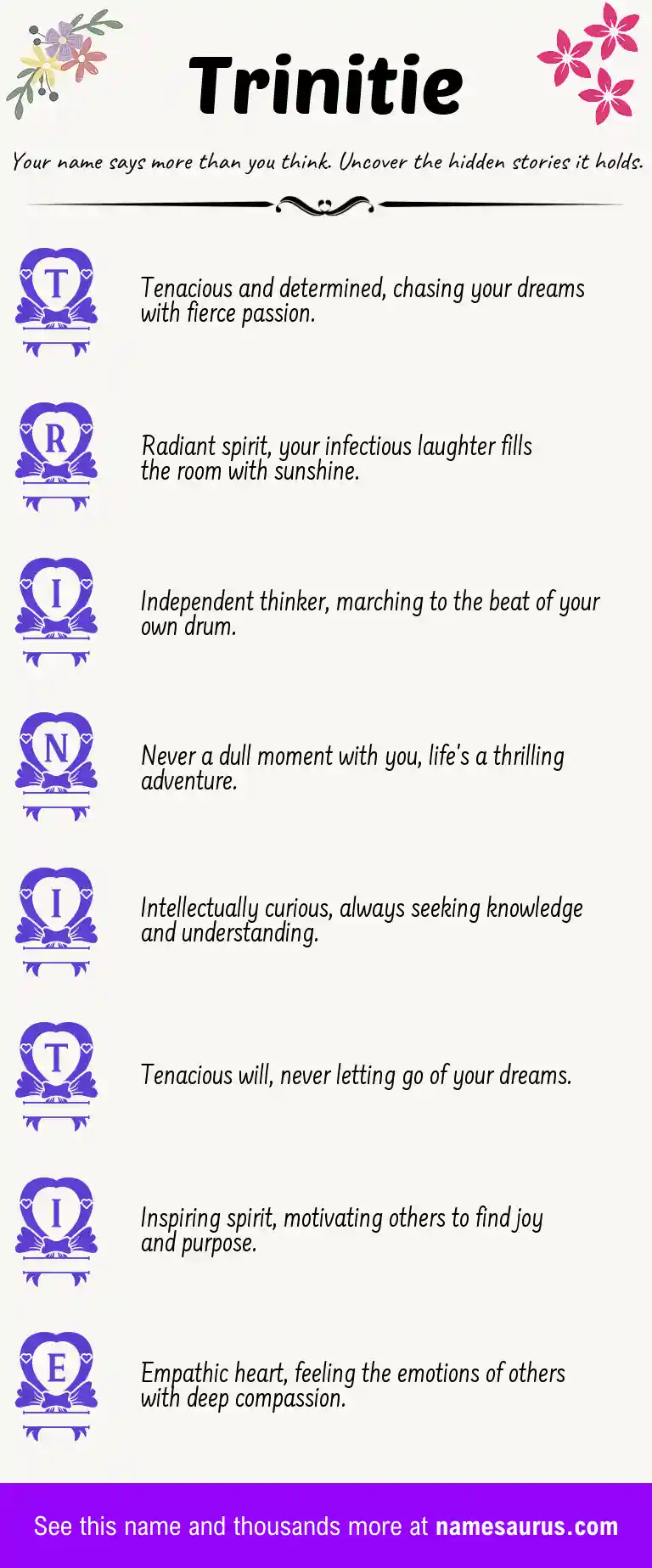 Acrostic poem about Trinitie.