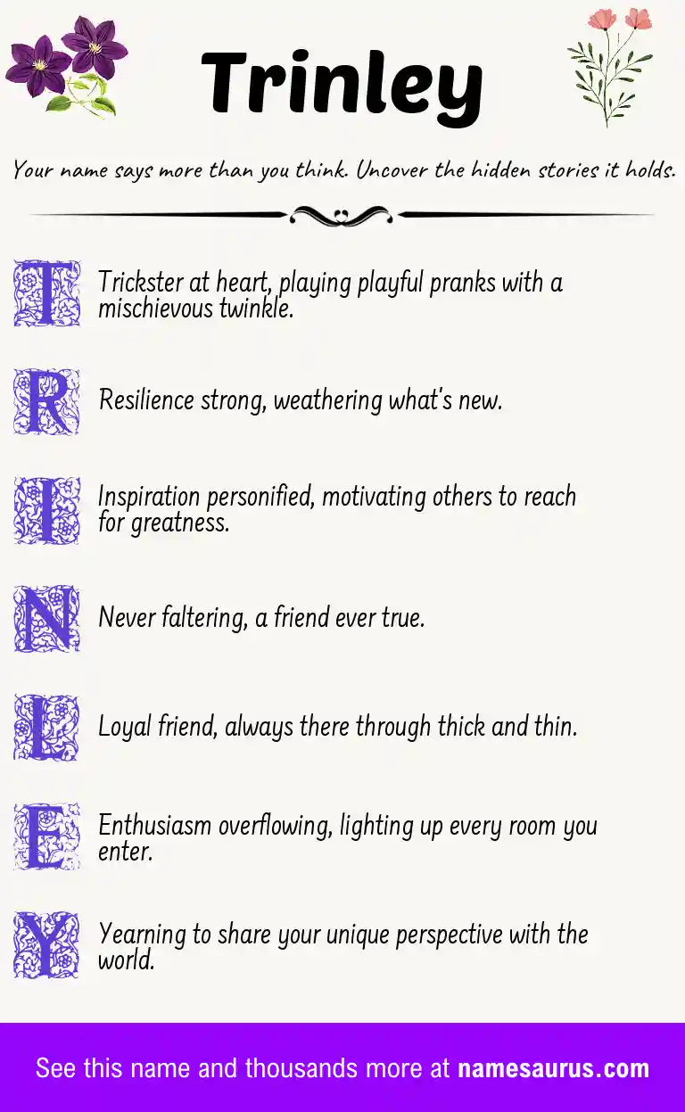 Acrostic poem about Trinley.