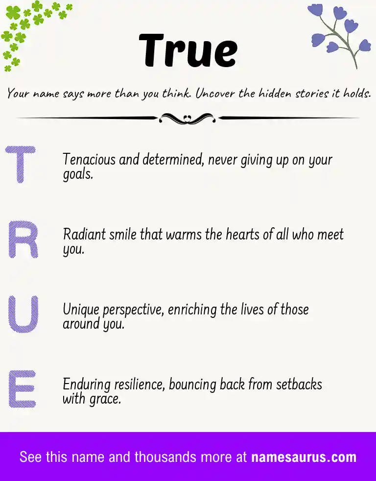 Acrostic poem about True.