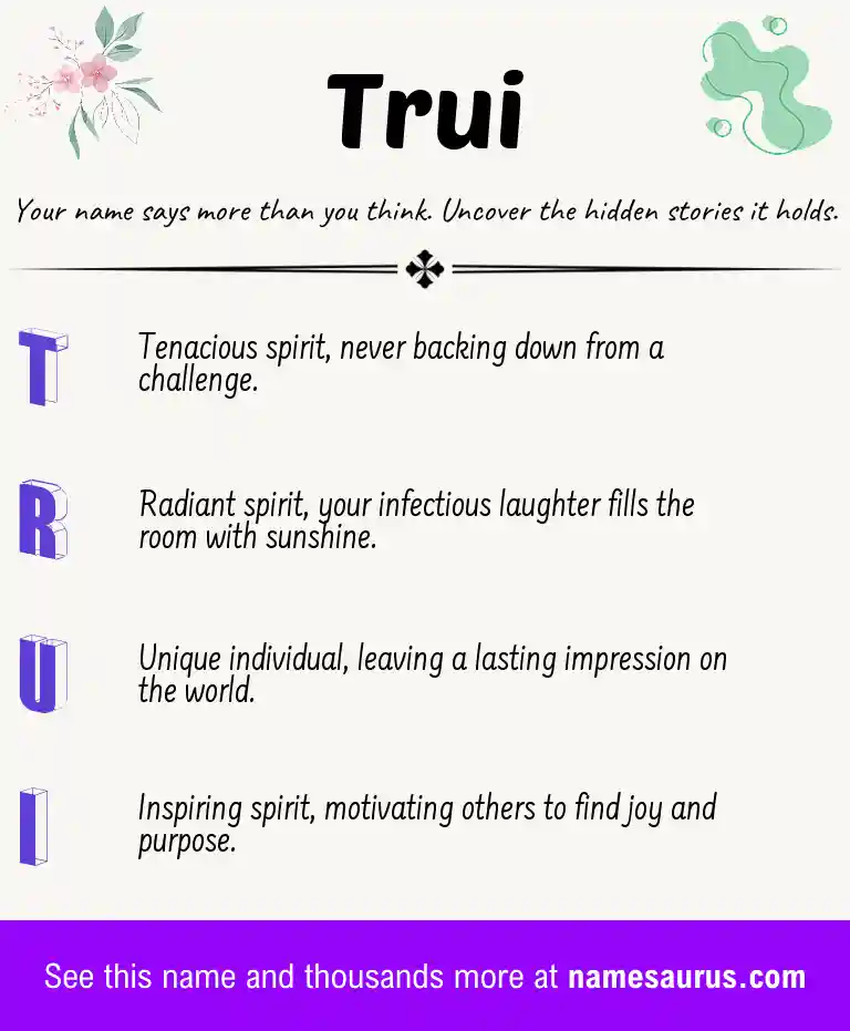 Acrostic poem about Trui.