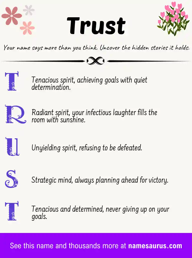 Acrostic poem about Trust.