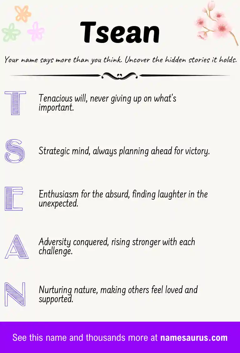 Acrostic poem about Tsean.
