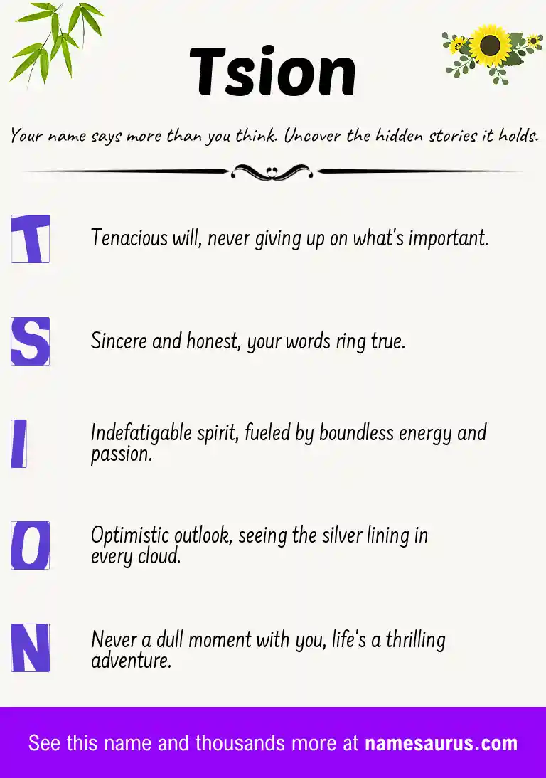 Acrostic poem about Tsion.