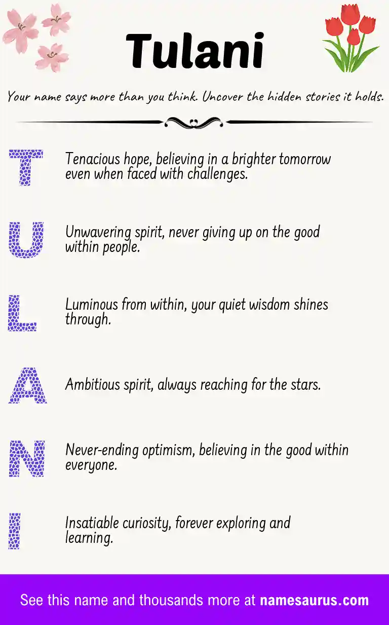 Acrostic poem about Tulani.