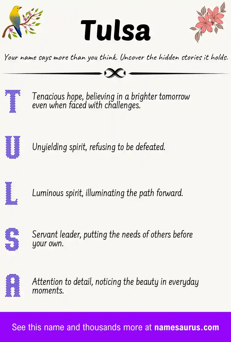 Acrostic poem about Tulsa.