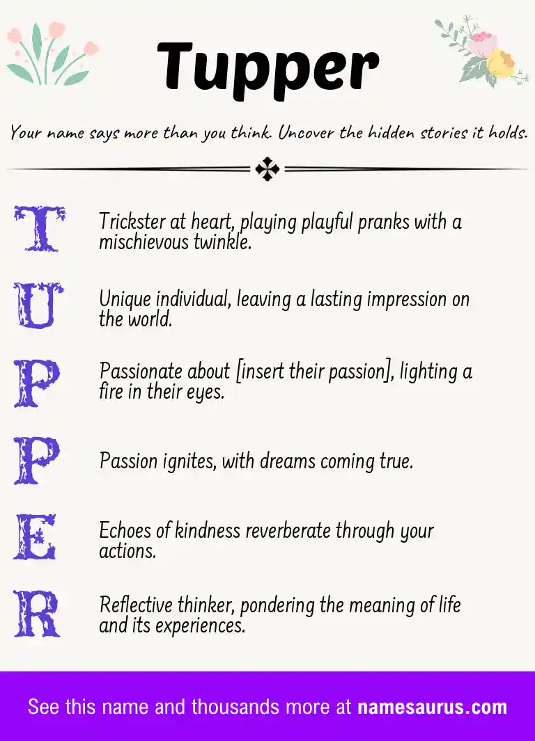 Acrostic poem about Tupper.