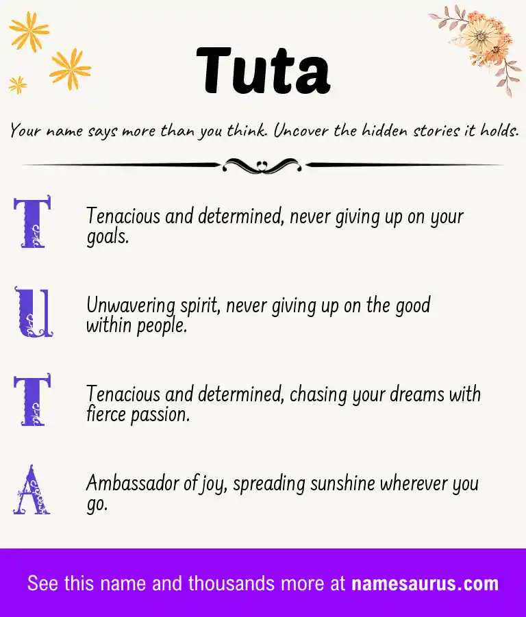 Acrostic poem about Tuta.