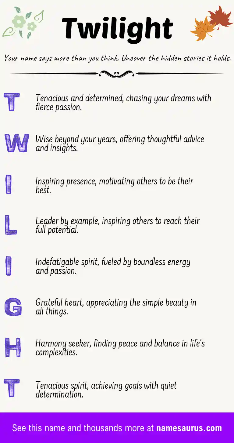 Acrostic poem about Twilight.