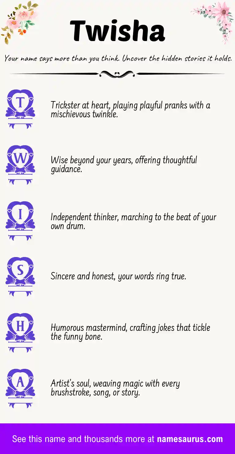 Acrostic poem about Twisha.