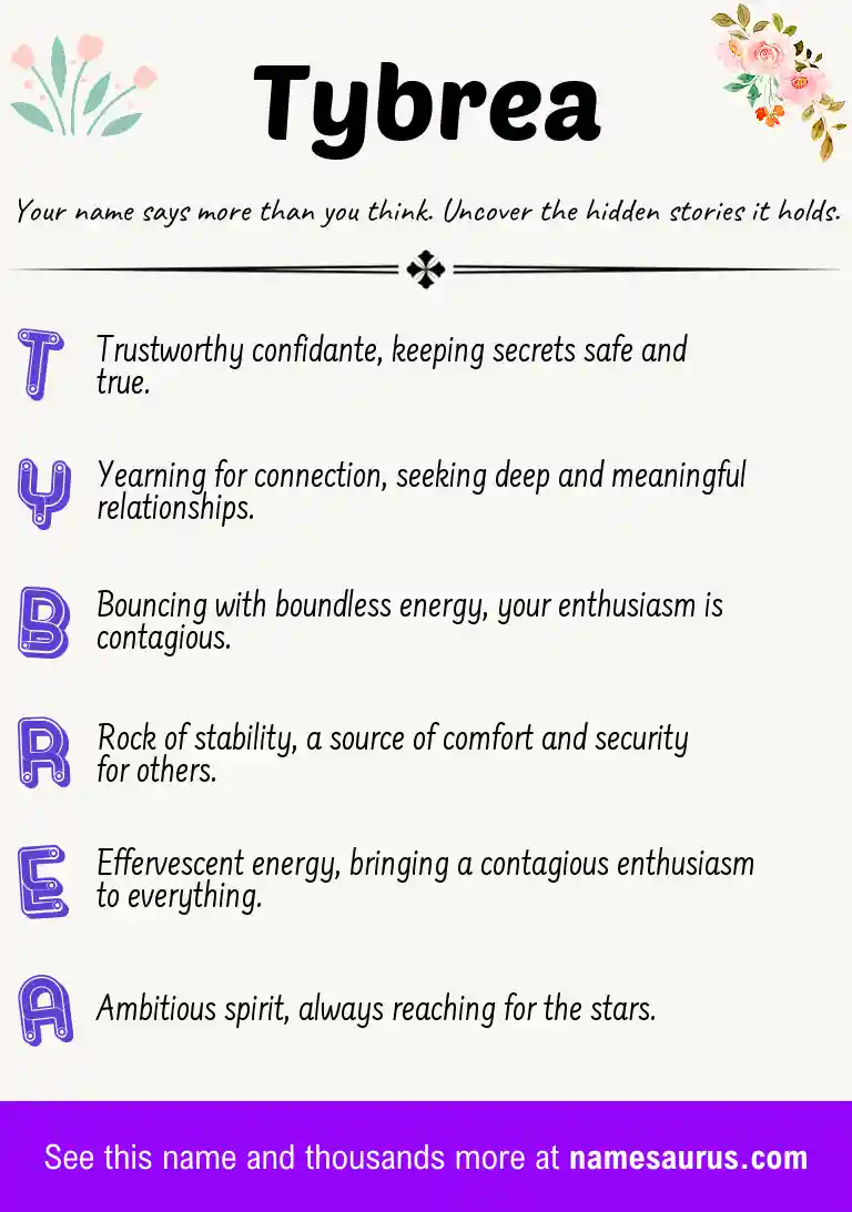 Acrostic poem about Tybrea.