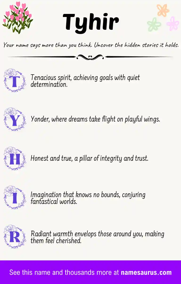 Acrostic poem about Tyhir.