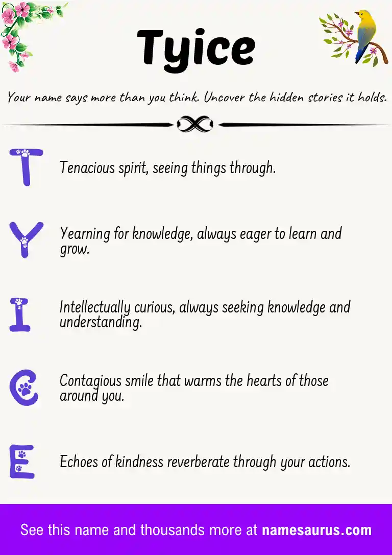 Acrostic poem about Tyice.