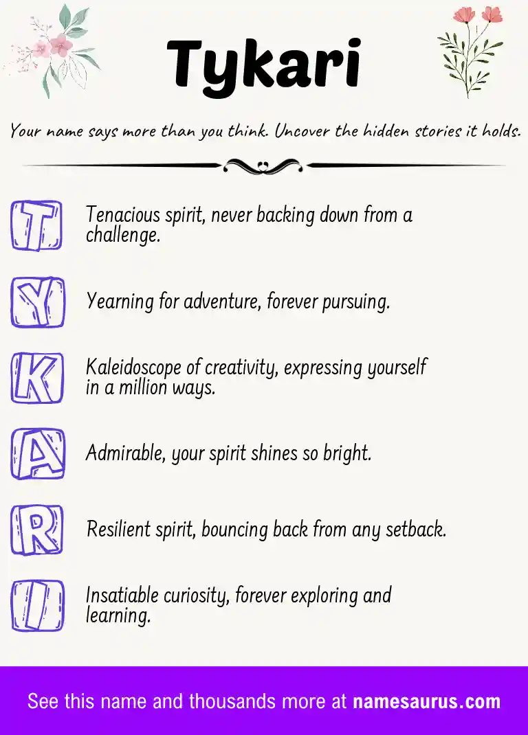 Acrostic poem about Tykari.