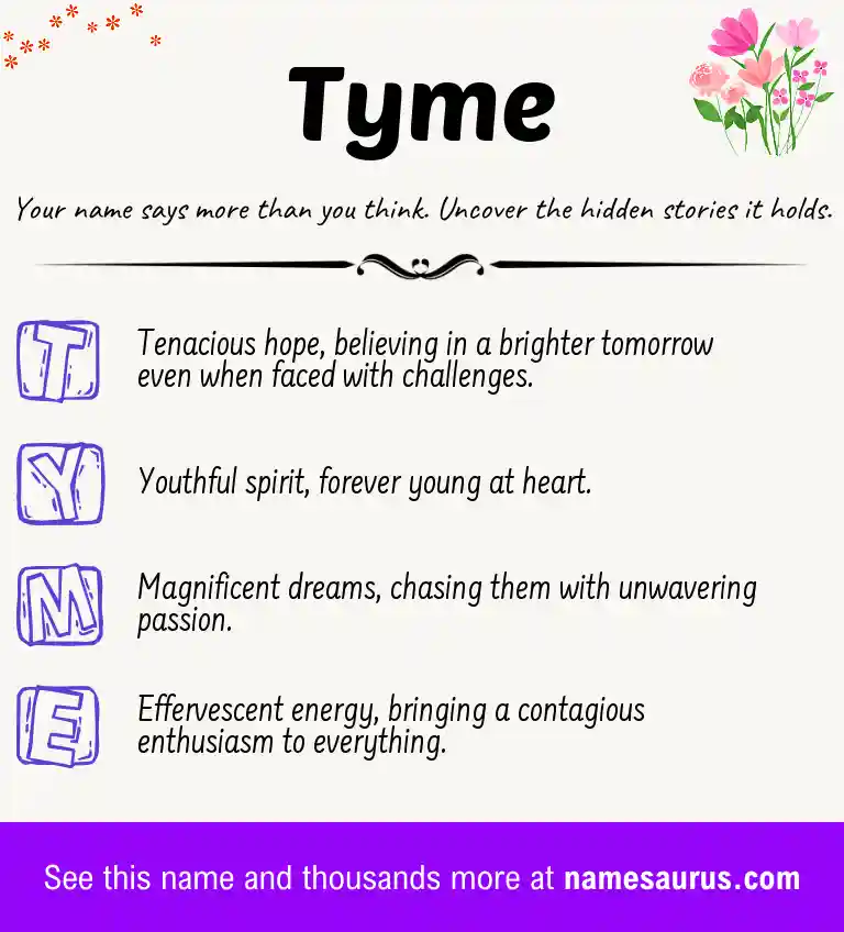 Acrostic poem about Tyme.