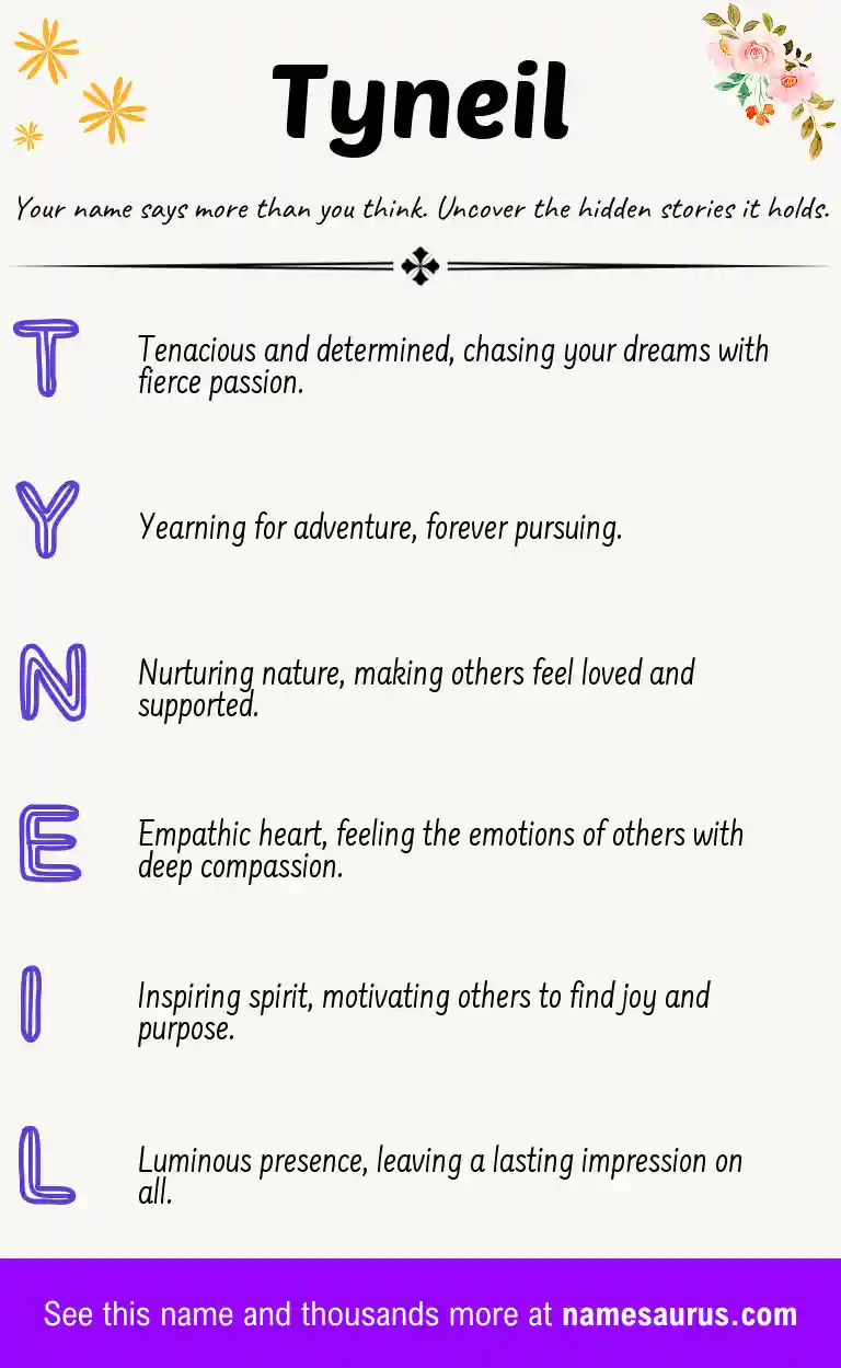 Acrostic poem about Tyneil.