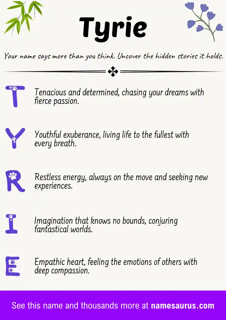 Acrostic poem about Tyrie.