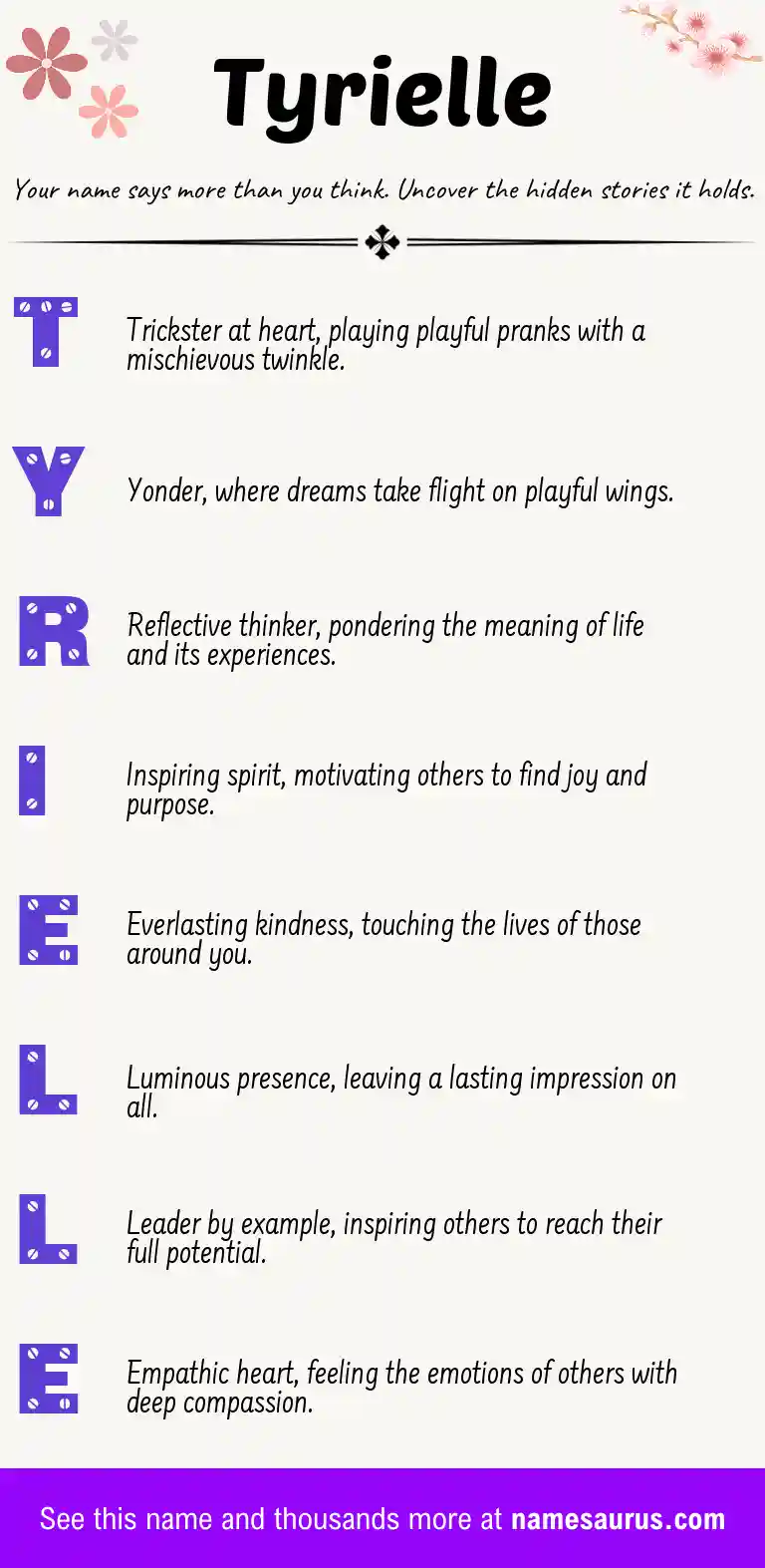 Acrostic poem about Tyrielle.