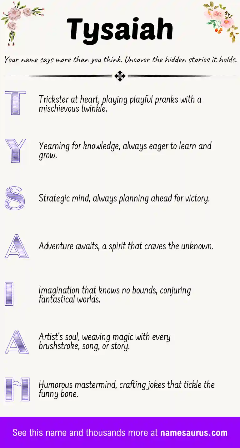 Acrostic poem about Tysaiah.