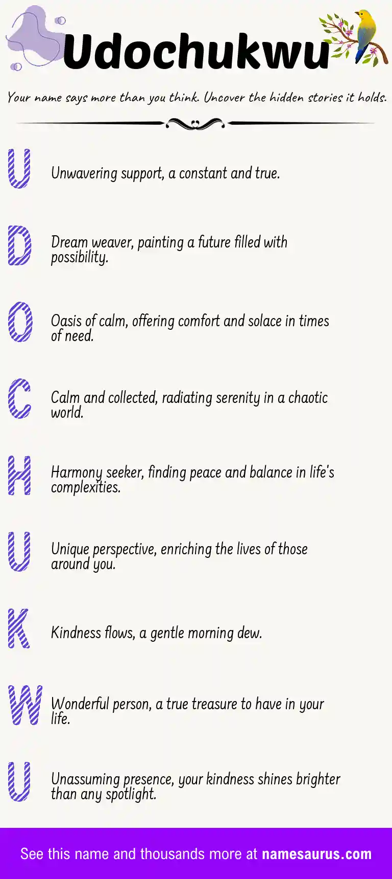 Acrostic poem about Udochukwu.