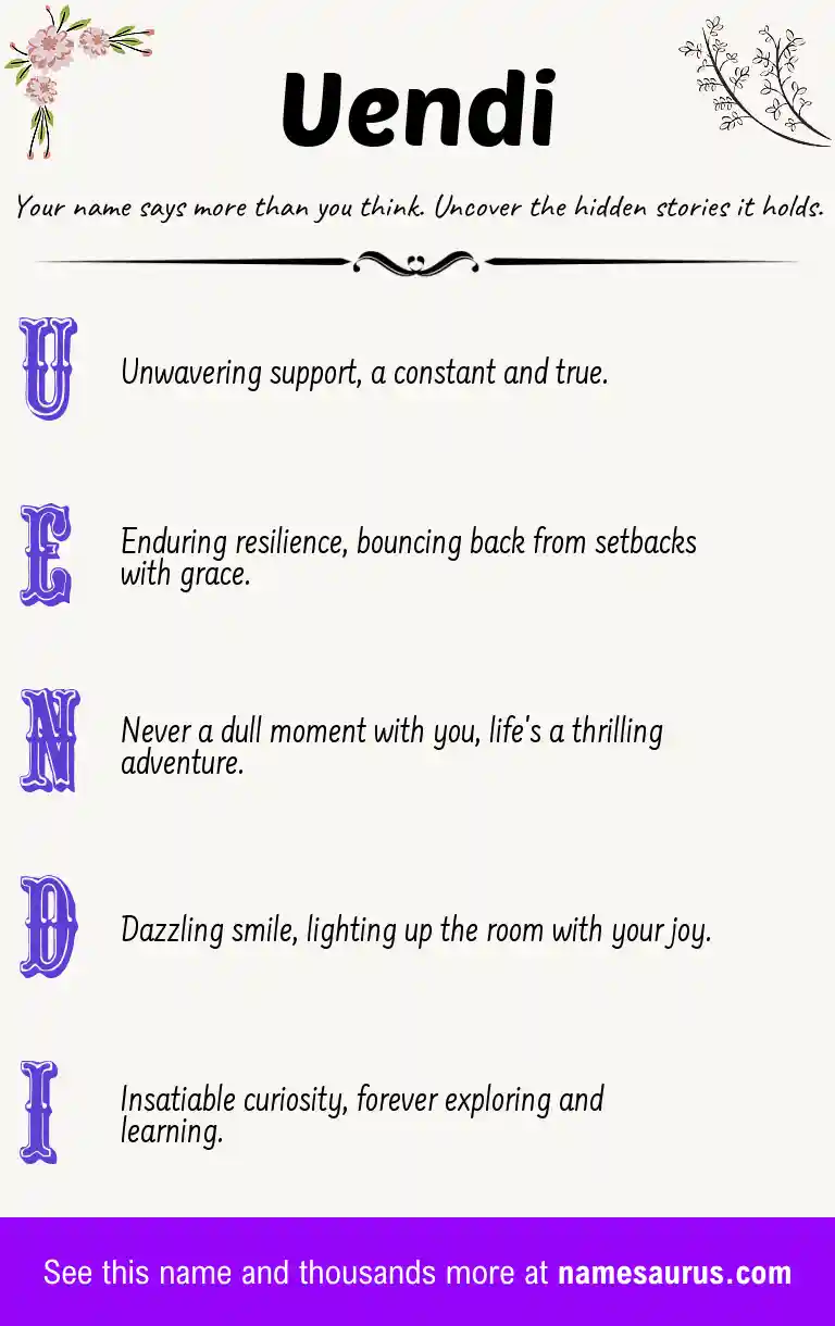 Acrostic poem about Uendi.