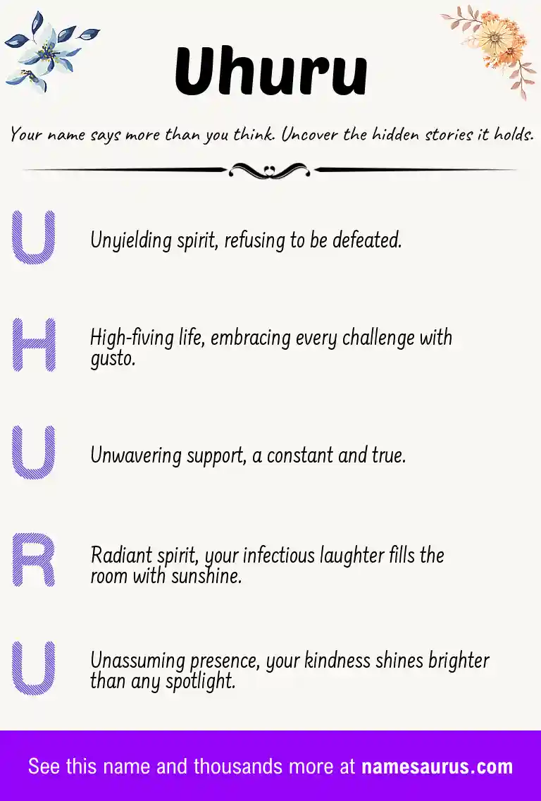 Acrostic poem about Uhuru.
