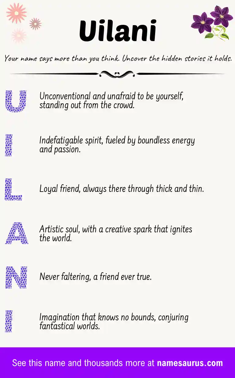 Acrostic poem about Uilani.