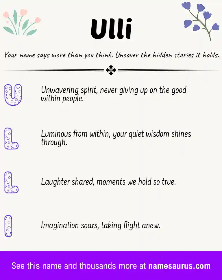 Acrostic poem about Ulli.
