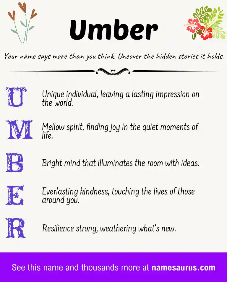 Acrostic poem about Umber.